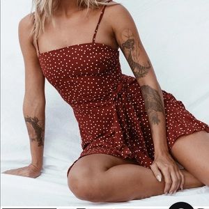 Princess Polly Polka Dot Maroon Dress